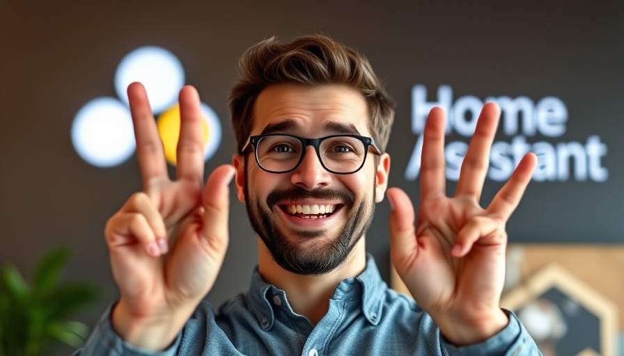 Home Assistant 2025.3 updates announcement with cheerful man.