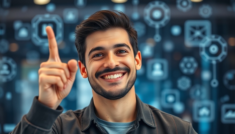 Home Assistant 2025.1 features with smiling man and tech-themed background