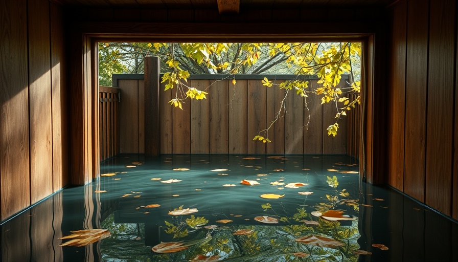 Basement window submerged in water indicating flooding risk.
