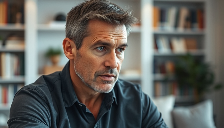 Kitchen appliance finishes discussion by a middle-aged man indoors.