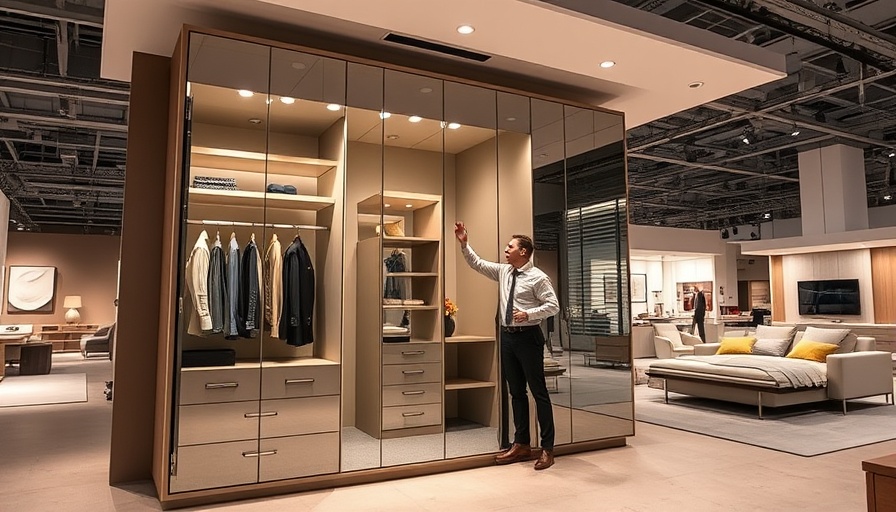 Innovative furniture design showcased at expo with modern wardrobe.