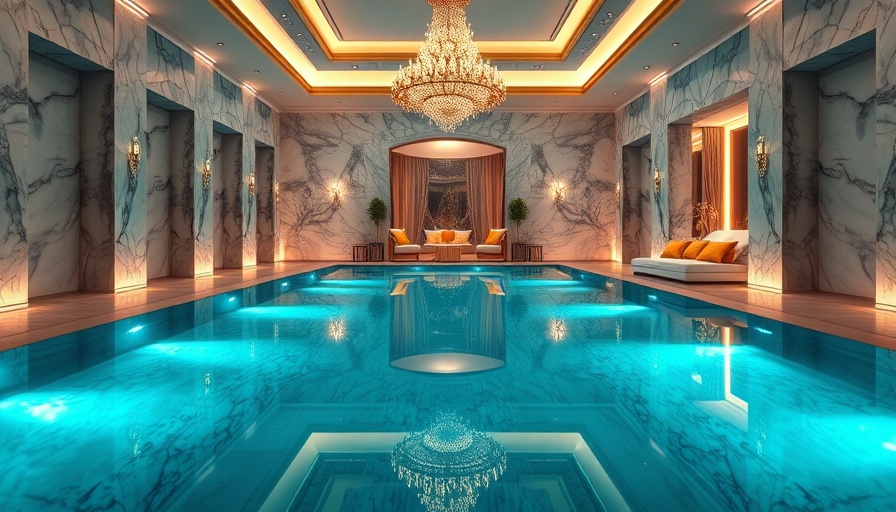 Luxurious indoor pool area, trending pool design 2025.