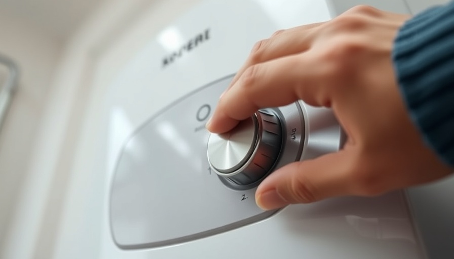 Close-up of water heater pilot light knob being adjusted.