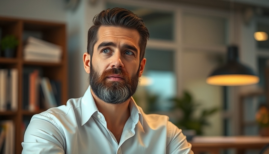Thoughtful man discussing home compensation in office.