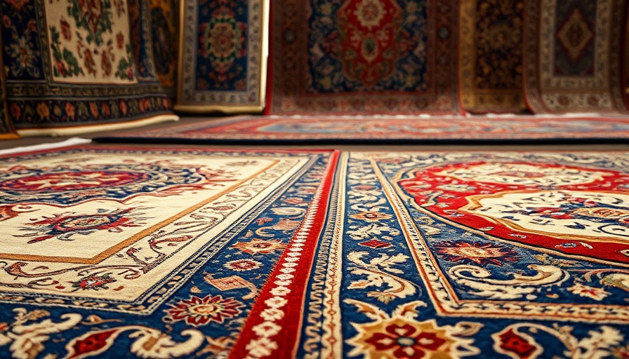 Intricate silk rugs with detailed patterns in colorful display.