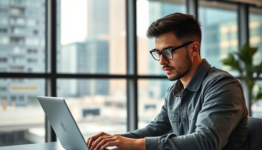 Young professional focusing on work in a modern office setting.
