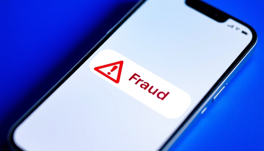 Smartphone displaying scam alert warning icon on screen.