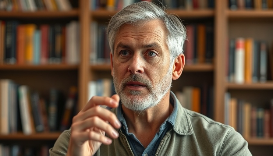 Middle-aged man discussing Federal Reserve market findings in casual setting.