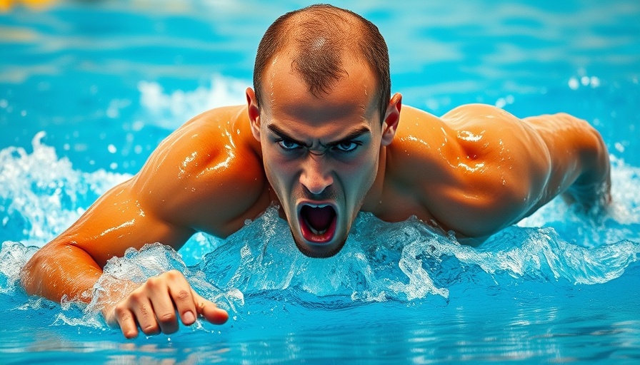 Adam Peaty swimming powerfully in a pool.