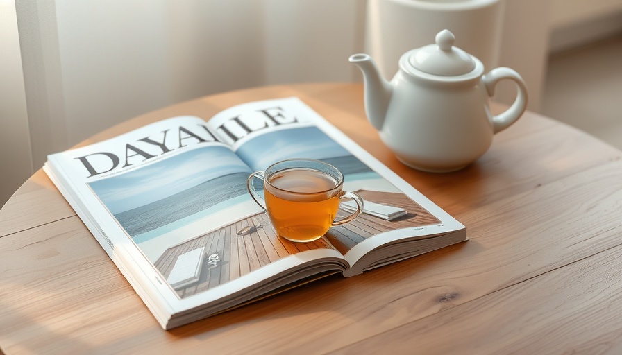 Expat Living August Issue 2025 magazine with tea set on table.