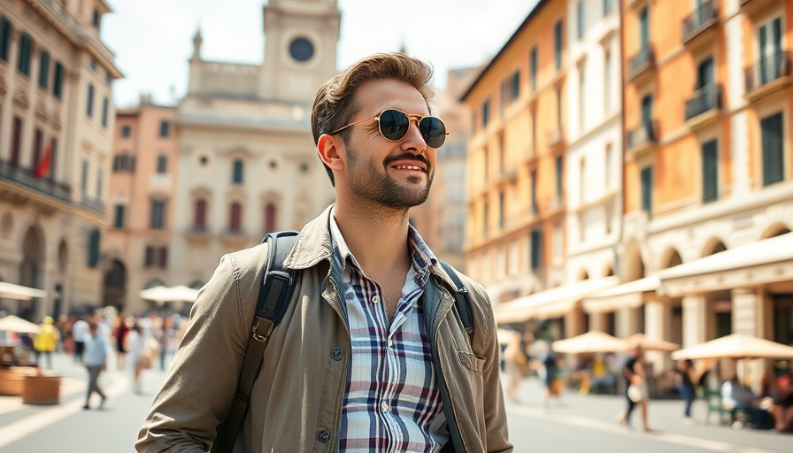 Man in Italy's most underrated city enjoying a sunny day at a bustling piazza.
