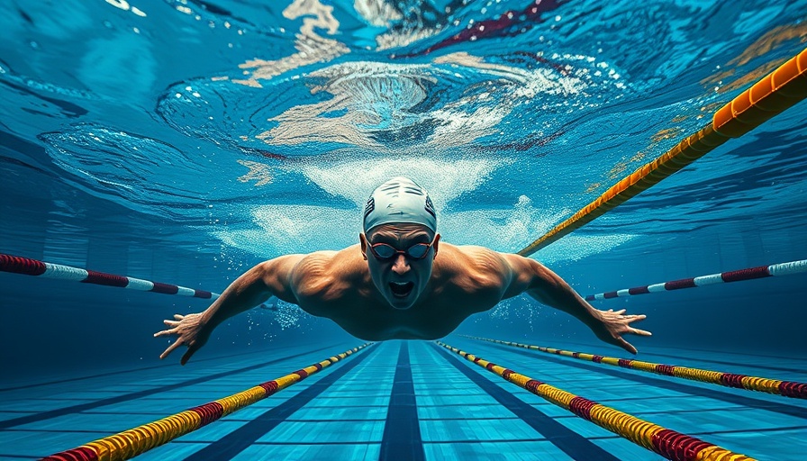 Open water swim stroke technique in action, underwater view.