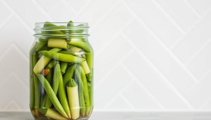 Jars of preserved vegetables on herringbone background for Family Friday Activities.