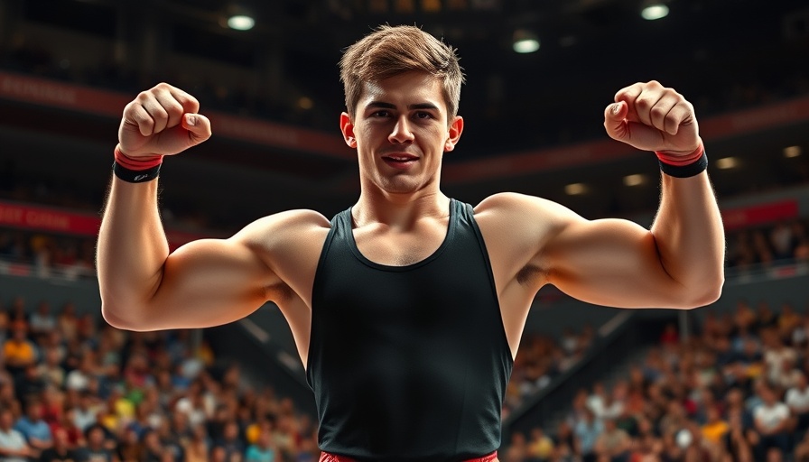U20 World Wrestling Championships wrestler triumph pose in arena.