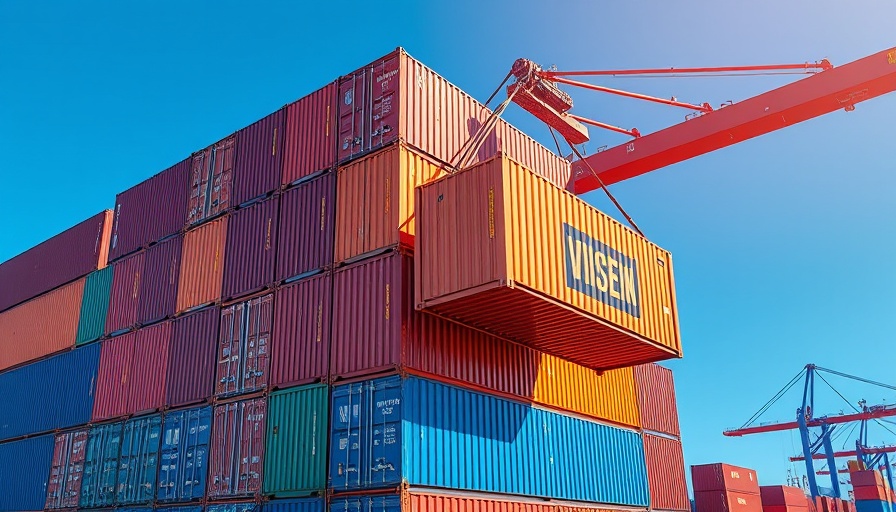Colorful shipping containers being loaded, illustrating global logistics.