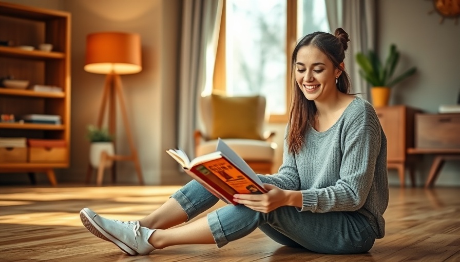 Woman reading a book for mental well-being in a warm, cozy room.