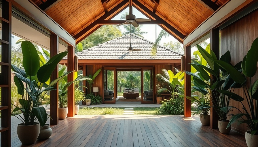 Urban living with nature in Malaysian tropical home.