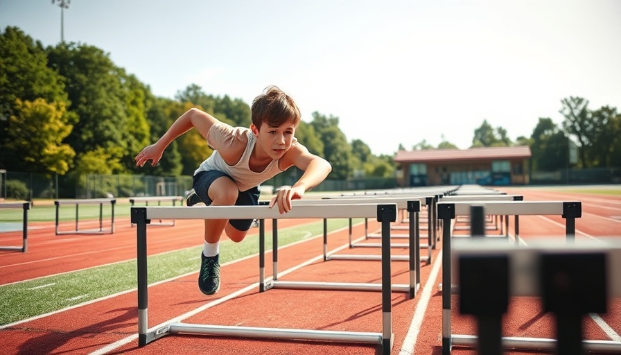 Trail-leg rhythm training by a young athlete on a field