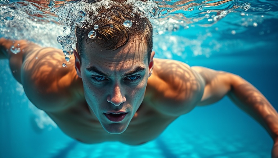 Focused swimmer mid-stroke in pool, Effort Doesn't Equal Speed in Sports.