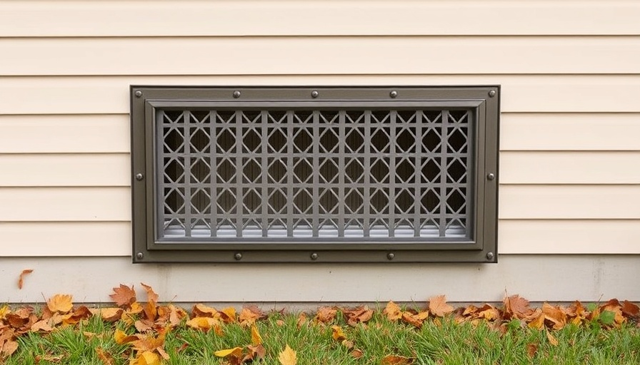Metal window well cover in outdoor setting with leaves.