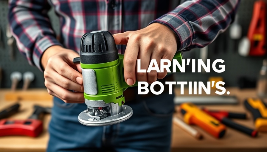 Close-up of cordless trim router in a workshop, budget cordless trim router review.