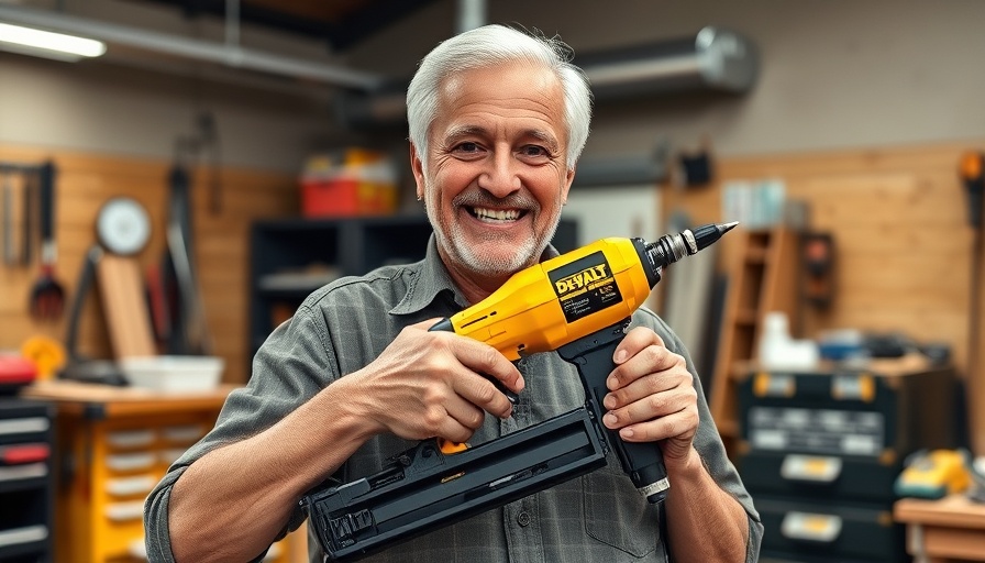 Best affordable DIY toolkits Asheville NC homeowners, man with DeWalt nailer.