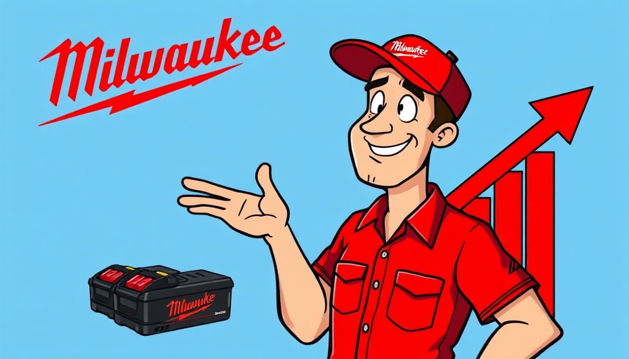 Milwaukee tool prices crash, man highlighting price drop with graph