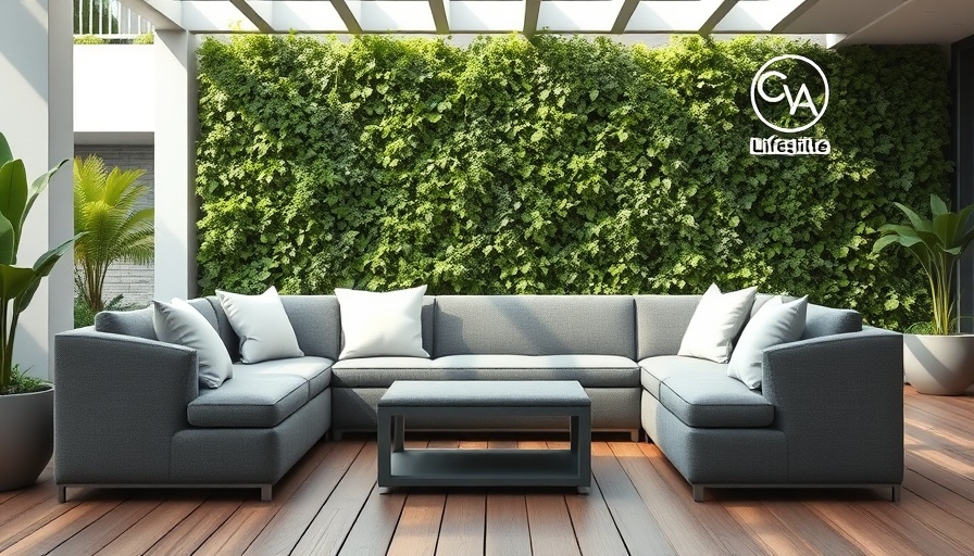 Stylish seating against artificial ivy wall in modern commercial space