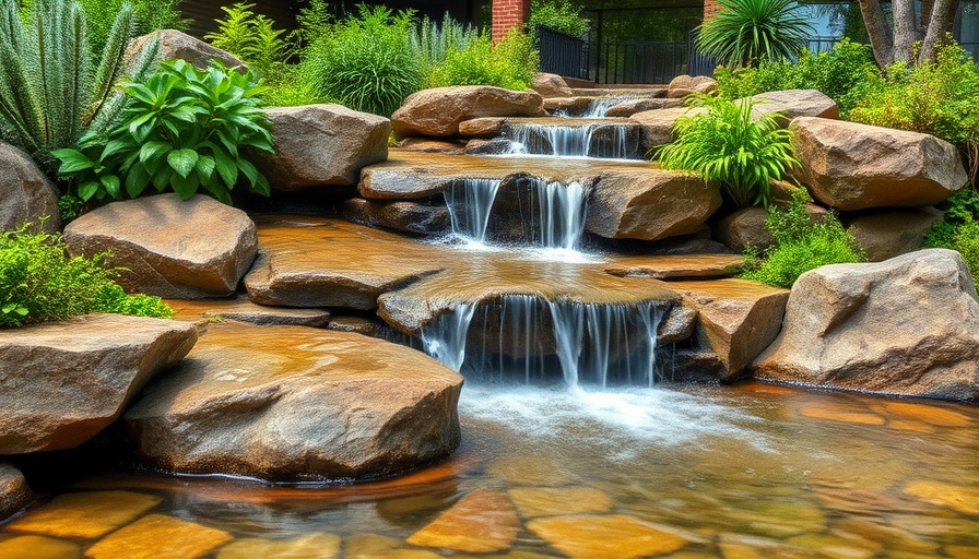 Garden waterfall design styles with natural stones in Great Falls