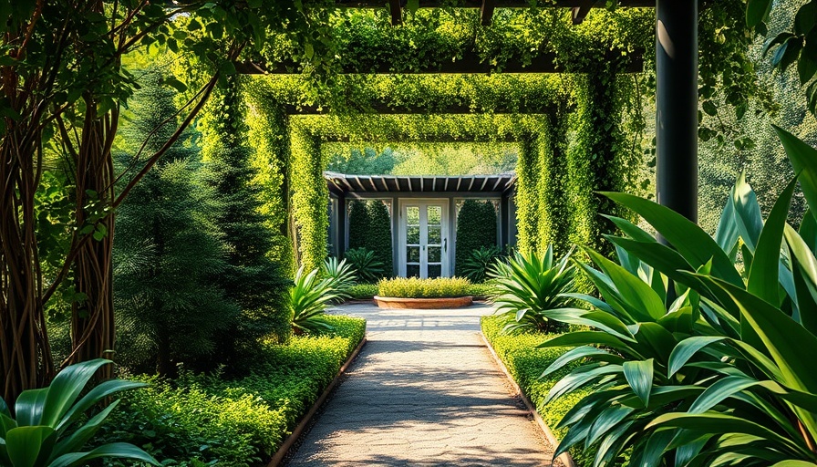 Serene garden design with path and pergola maximizing town garden space.