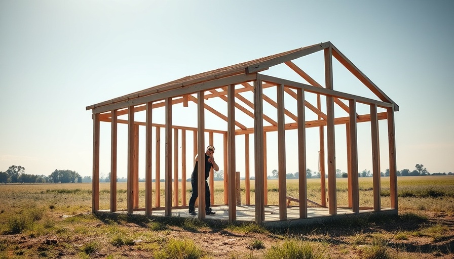 Construction errors in shed building, structure frame exposed.