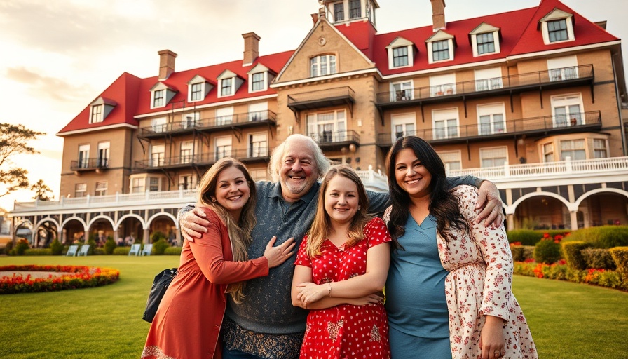 Family enjoying weekend activities at historic hotel.