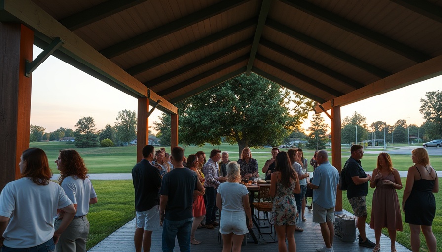 Virginia Tech Weekend Recap gathering under pavilion at twilight.