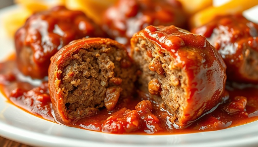 Juicy Sloppy Joe meatballs with rich sauce on white plate.