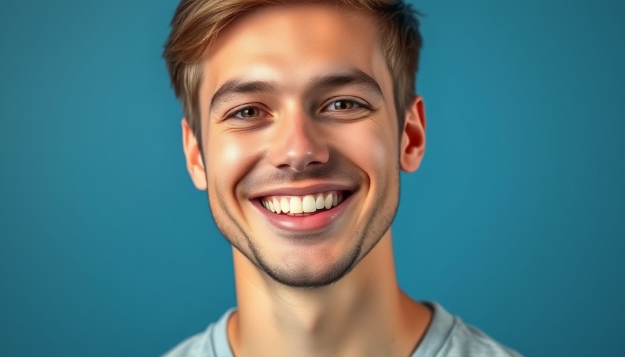 Young man in a studio with textured blue background.