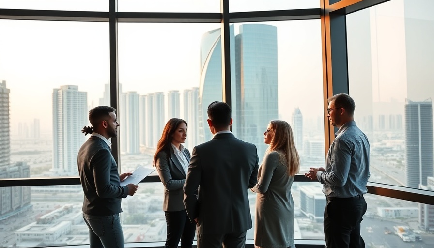 Modern office scene in Qatar city for qatar jobs today.