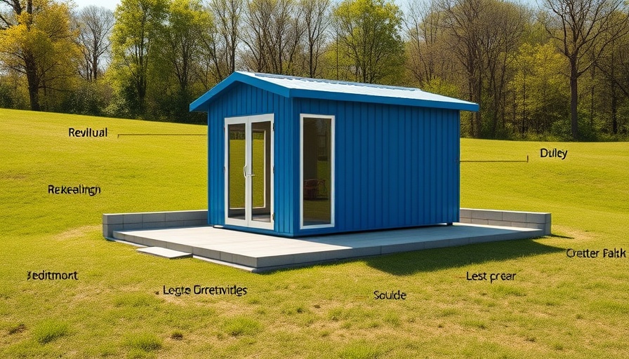 DIY modern shed construction with concrete pad and retaining wall.