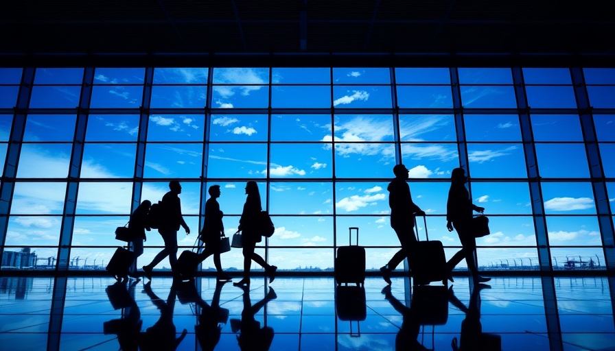 Travelers in airport terminal highlighting safety tools for expats.