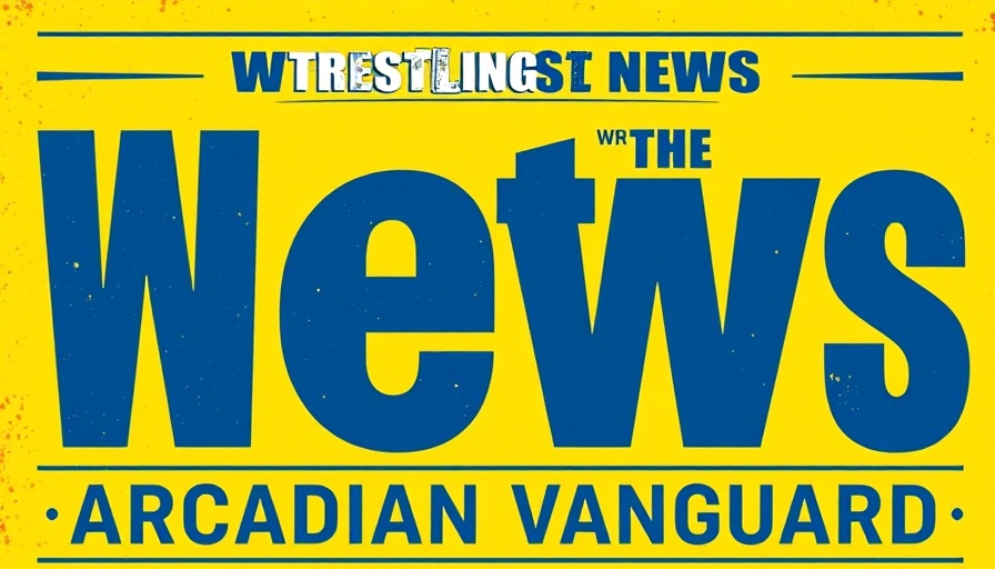 Bold Wrestling News magazine cover with striking yellow and blue design.