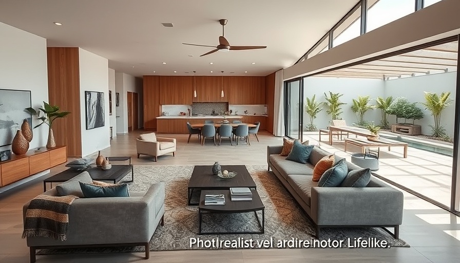 Open concept layout ideas in a modern living room with indoor-outdoor flow.