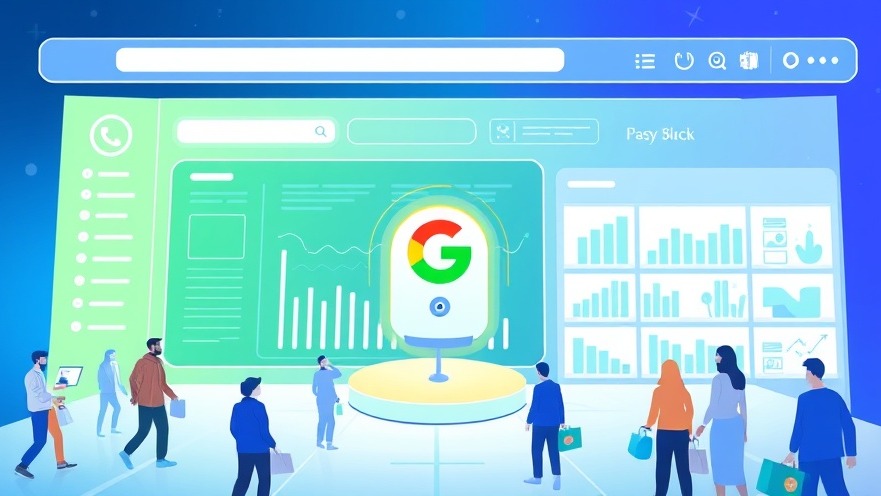 Vibrant digital illustration of a clean website dashboard and Googlebot icon.