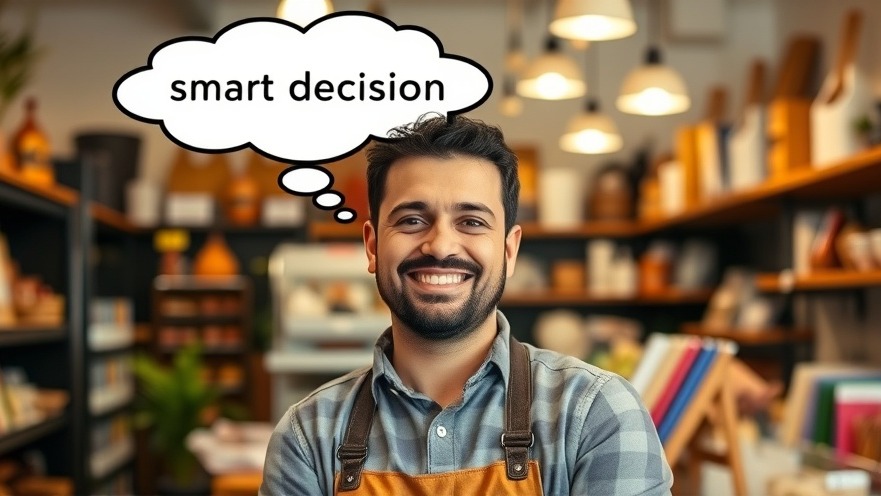 Friendly small business owner smiling, showcasing smart decision making.