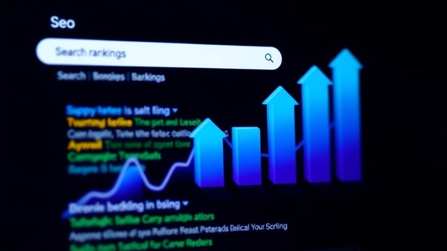 Professional SEO concept showing search engine results page with upward trending arrows.