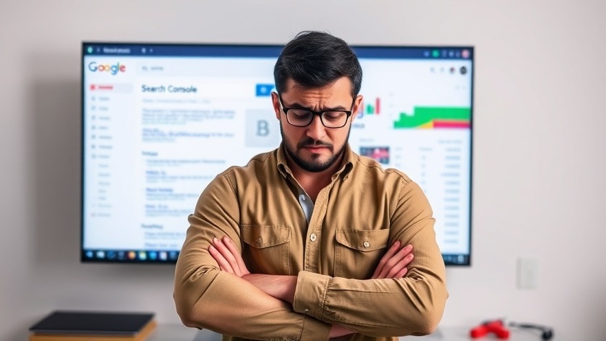 Frustrated business owner with Google Search Console, addressing site indexing issues.