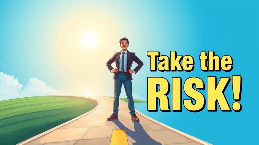 Confident entrepreneur at a crossroads, inspired to take risks in business.