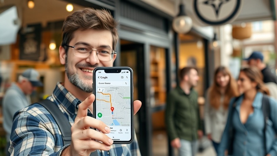 Shop owner using Google Map SEO to boost local business visibility with happy customers.