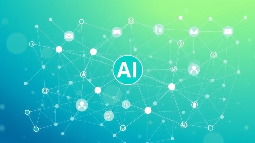 Abstract network visualization of AI connections in blue and green, showcasing business content and customer searches.