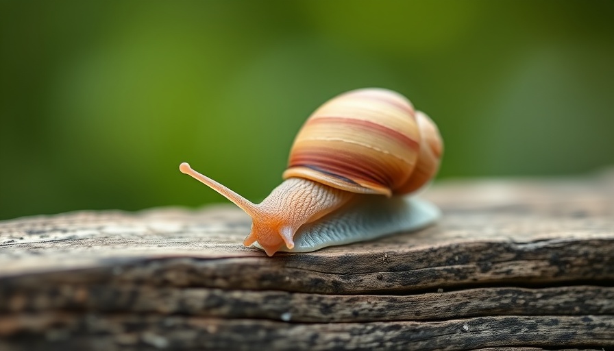Slow-moving snail on wood, symbolizing slow sales.