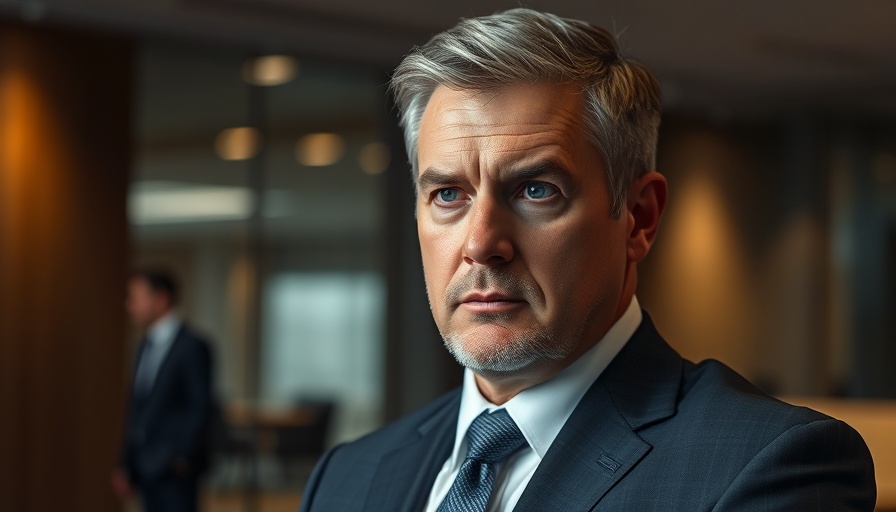 Middle-aged man in office discussing national security risks.