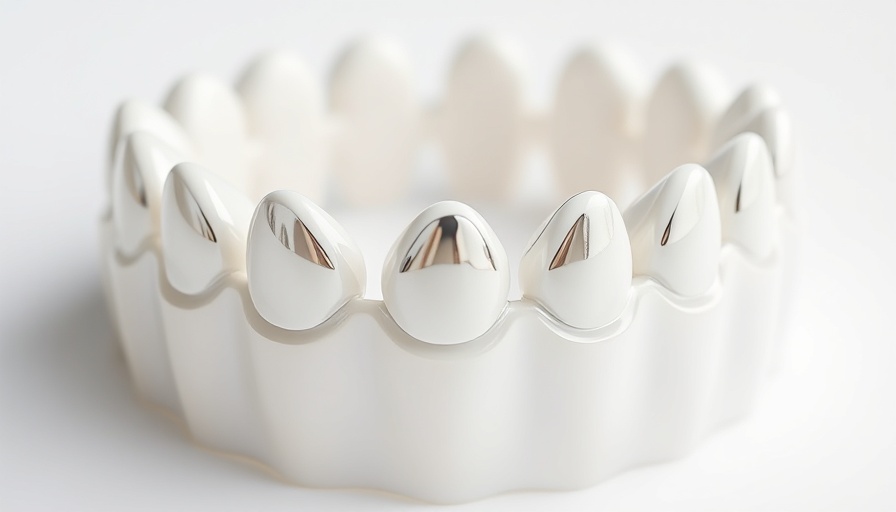 Close-up of polished dental crowns on a white background.